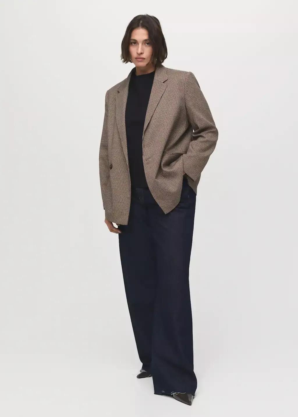 Red Micro-Houndstooth Double-Breasted Jacket, , large image number 5