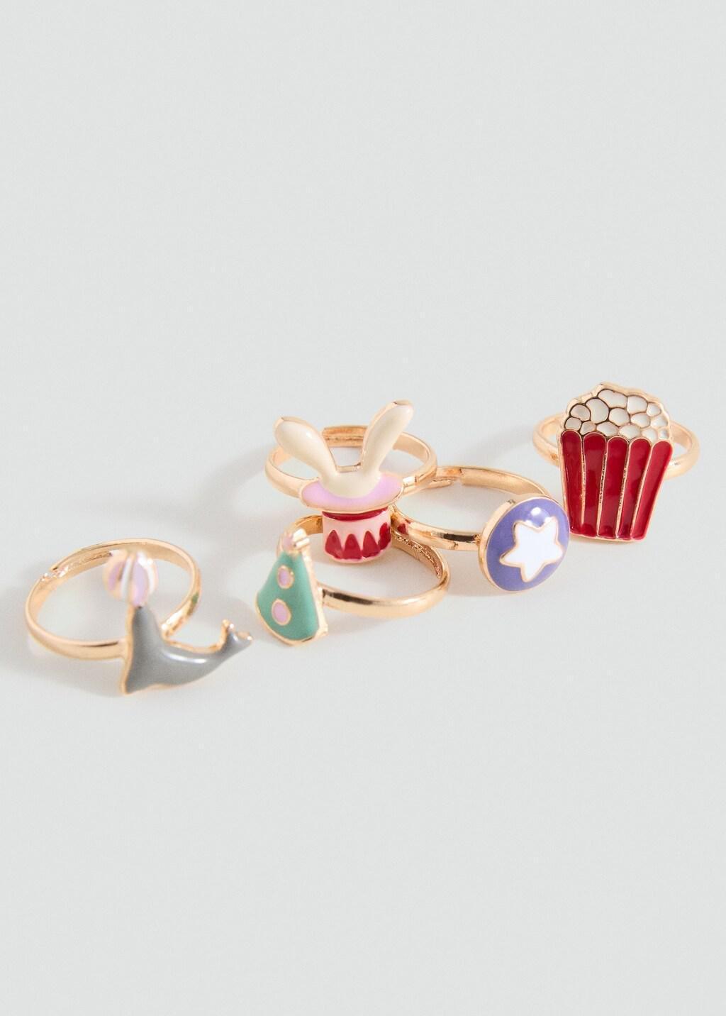 Gold Pack Of 5 Combined Rings, Kids Girl, Gold, large image number 2