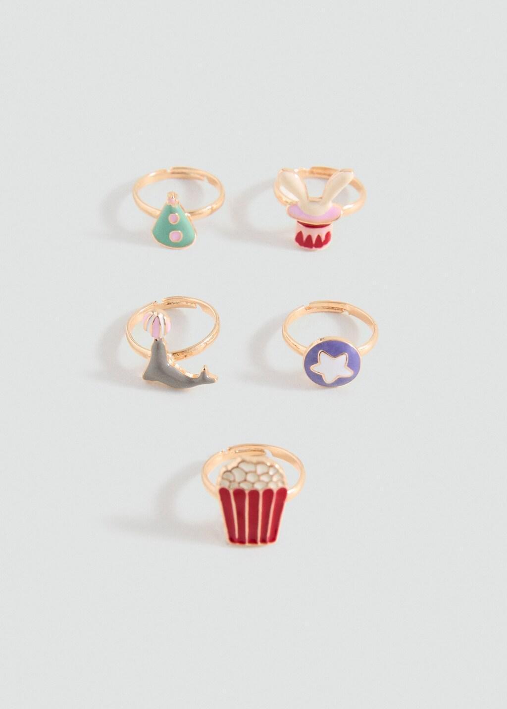 Gold Pack Of 5 Combined Rings, Kids Girl, Gold, large image number 3