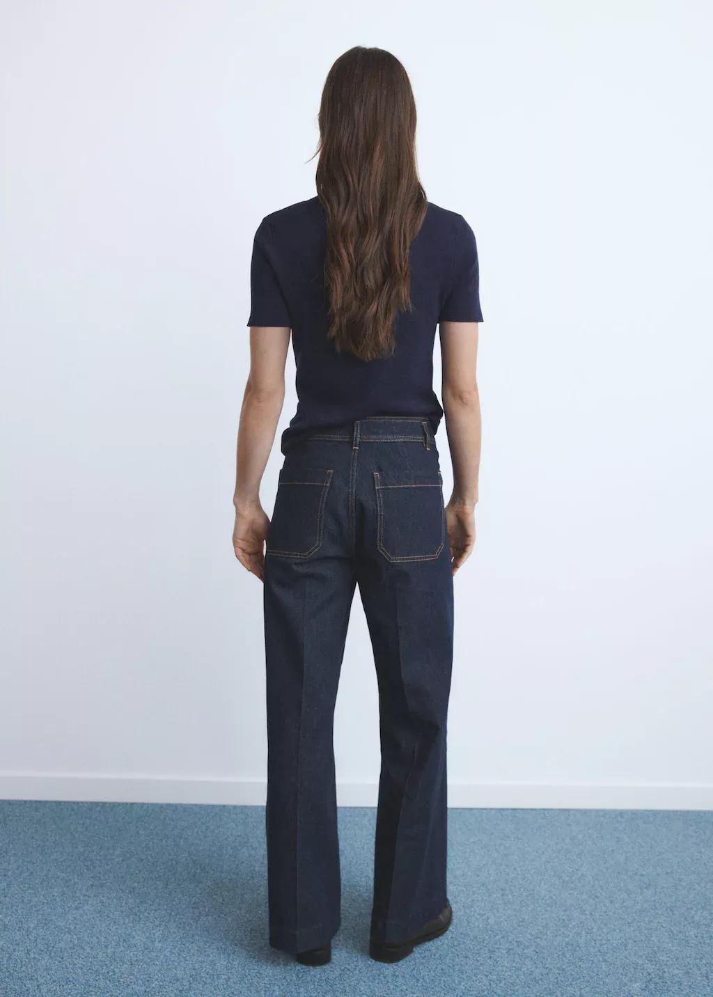 Blue Wide Leg Jeans With Pockets, , large image number 8