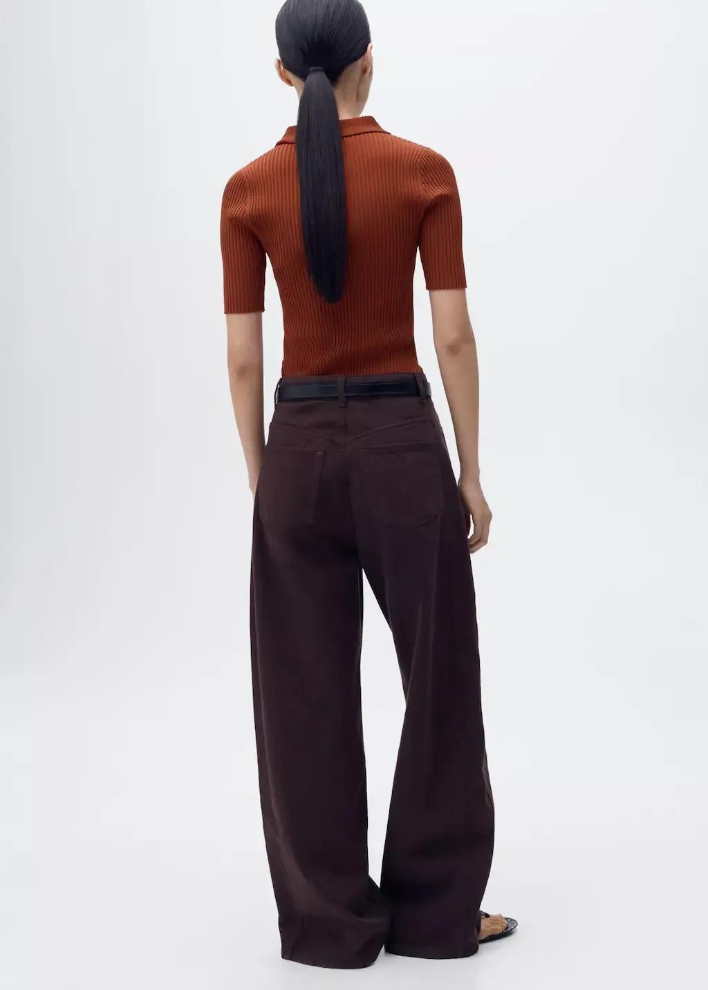 Orange Polo-Neck Ribbed Sweater, , large image number 5
