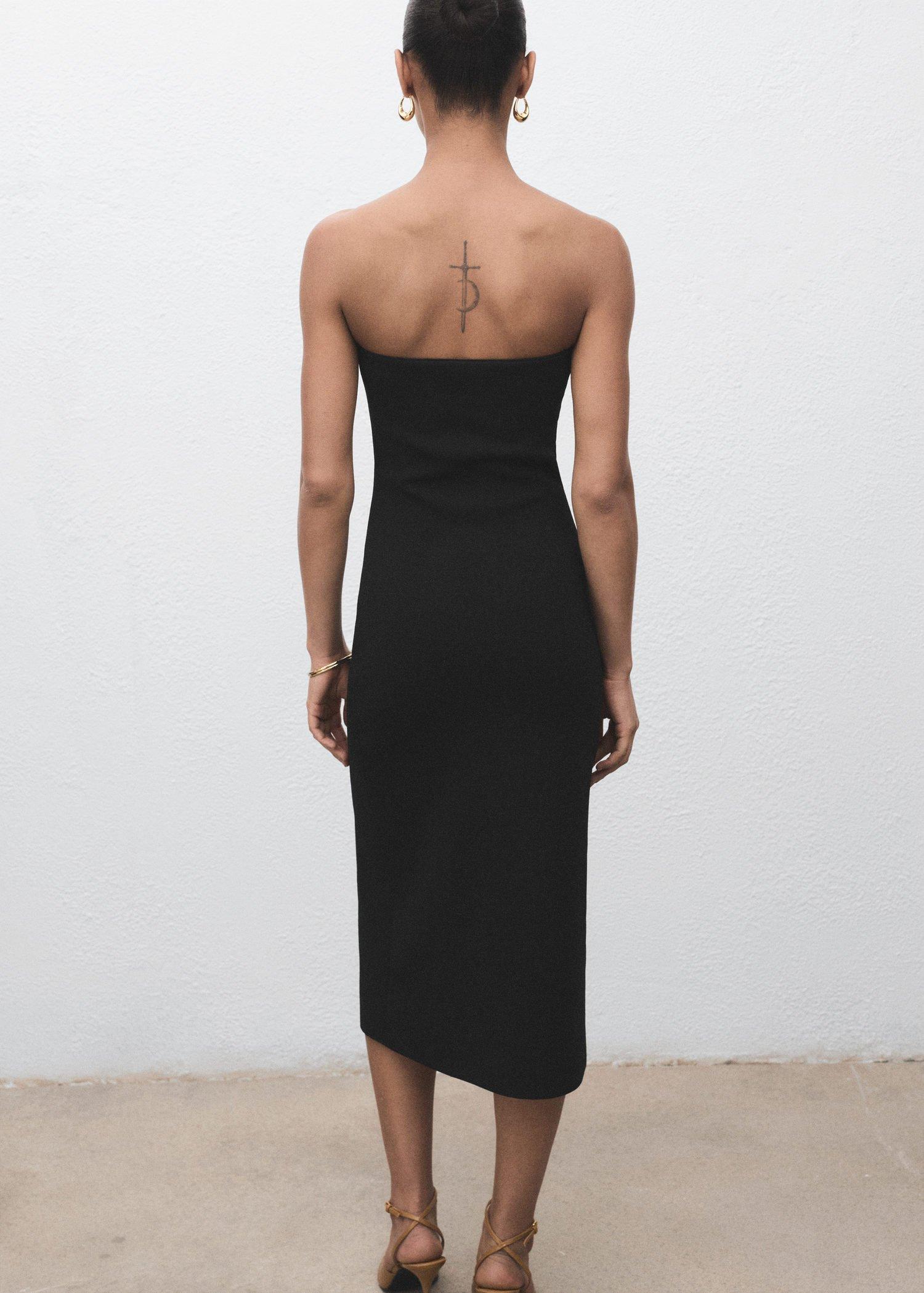 BLACK Strapless dress with jewel buttons, 0201_99, large image number 4