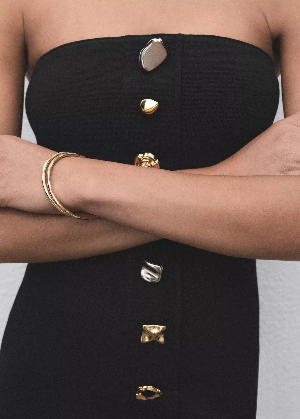 BLACK Strapless dress with jewel buttons, 0201_99, large image number 5