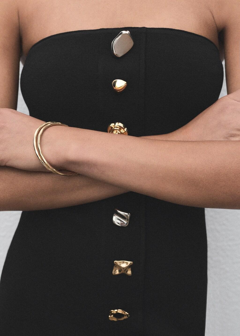 BLACK Strapless dress with jewel buttons, , large image number 13