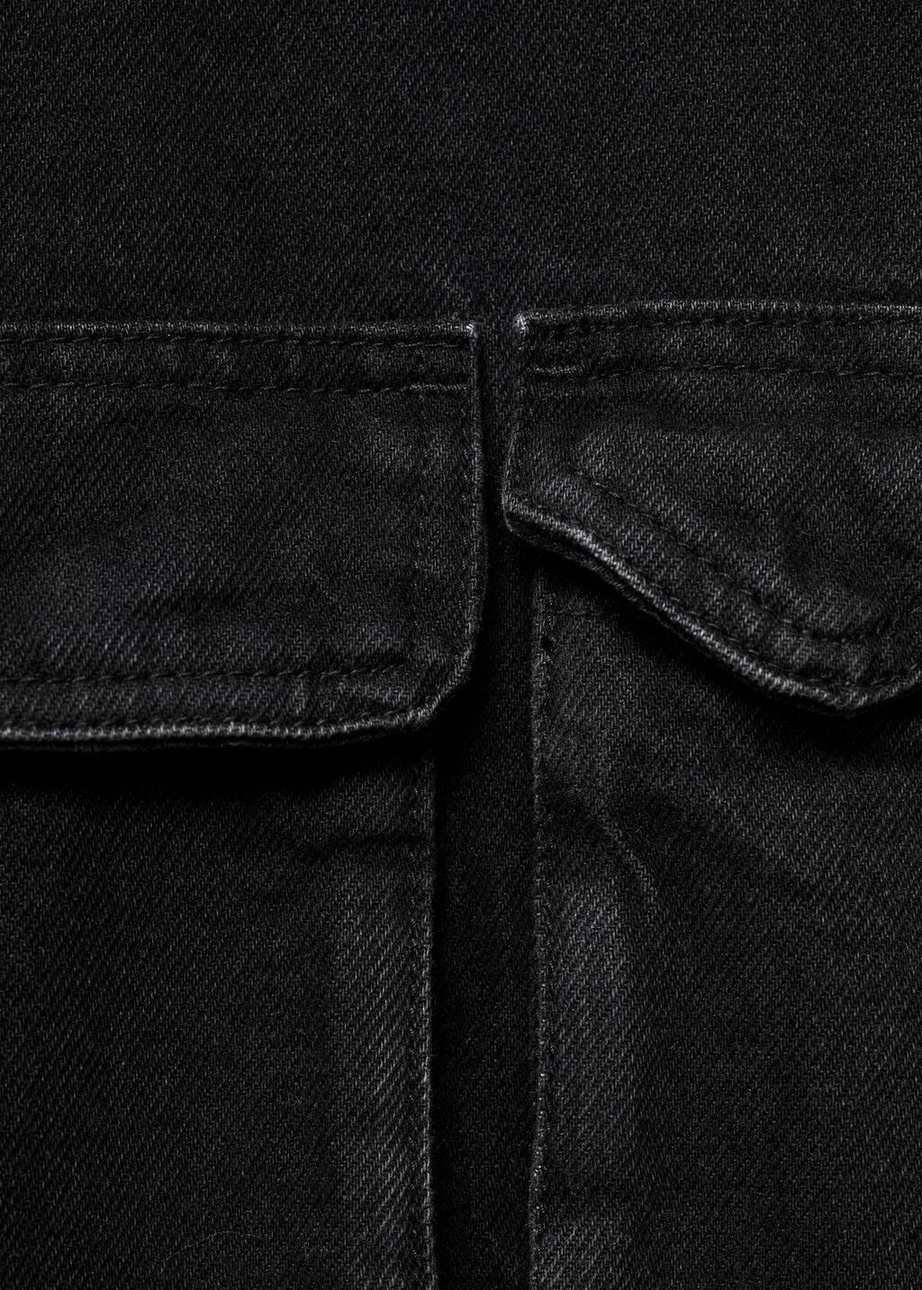 Grey Oversized Denim Parka With Pockets, , large image number 4