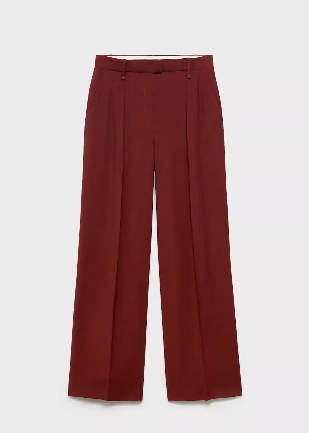 Red Straight-Fit Pleated Trousers, Medium Red, large image number 7
