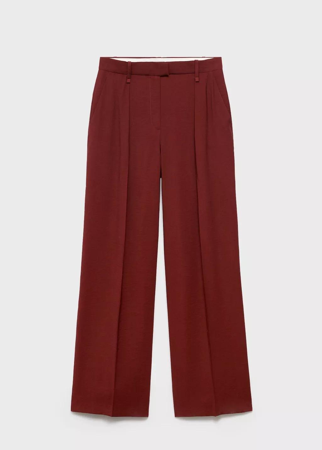 Red Straight-Fit Pleated Trousers, Medium Red, large image number 11