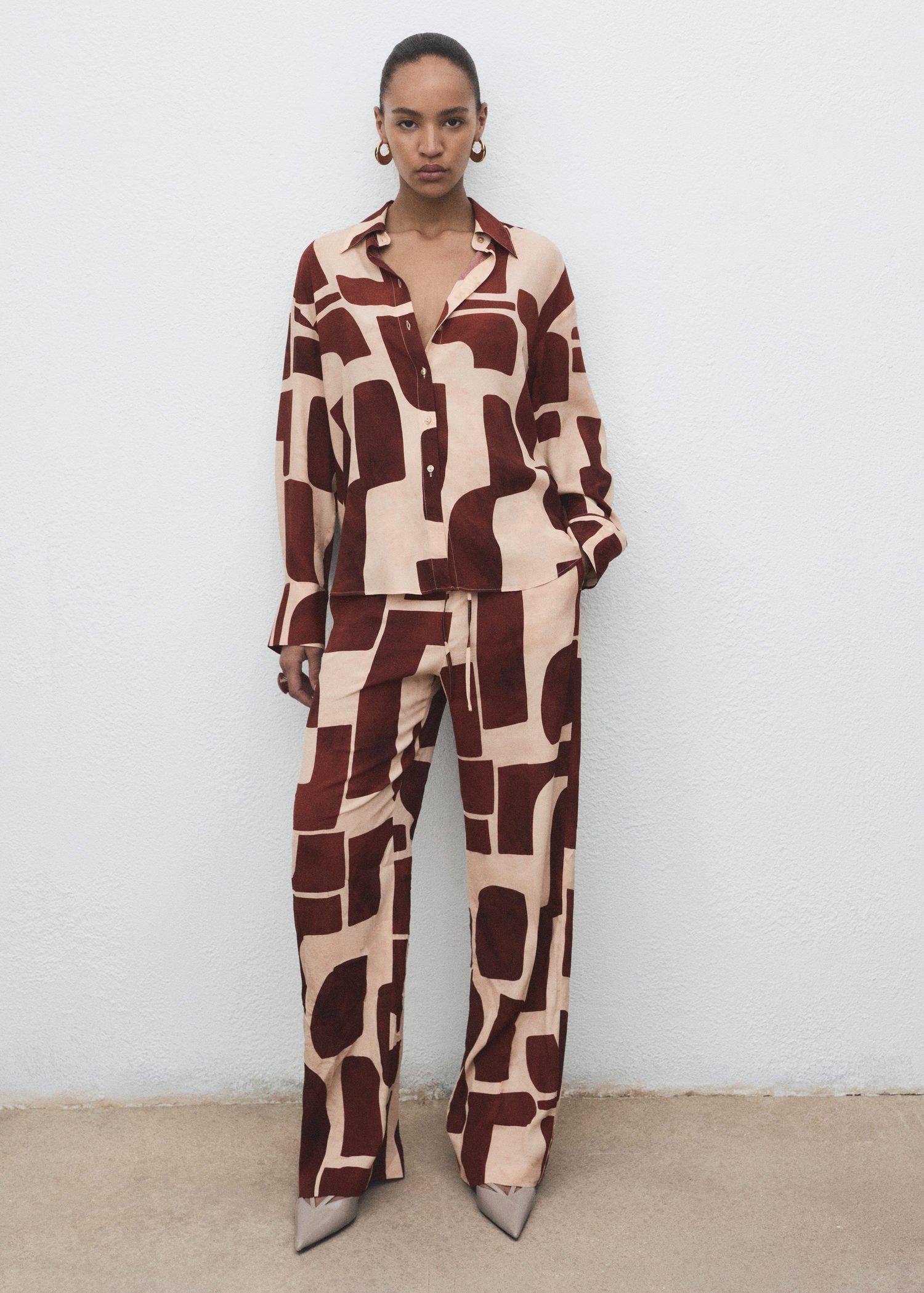 LIGHT BEIGE Geometric print shirt, 0201_05, large image number 7