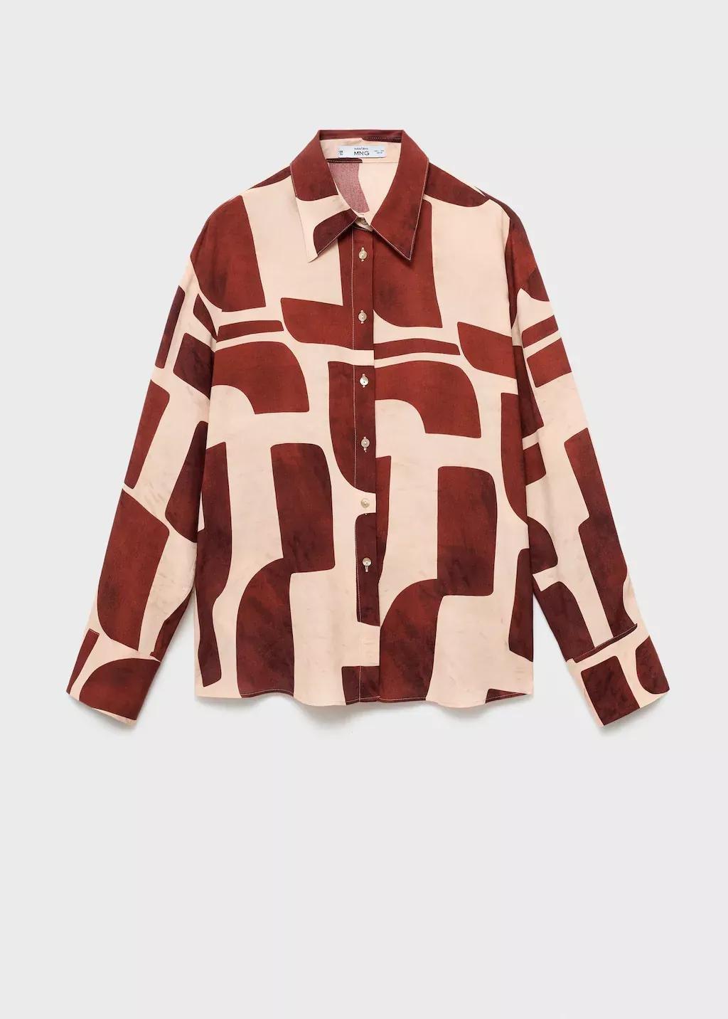 LIGHT BEIGE Geometric print shirt, 0201_05, large image number 8