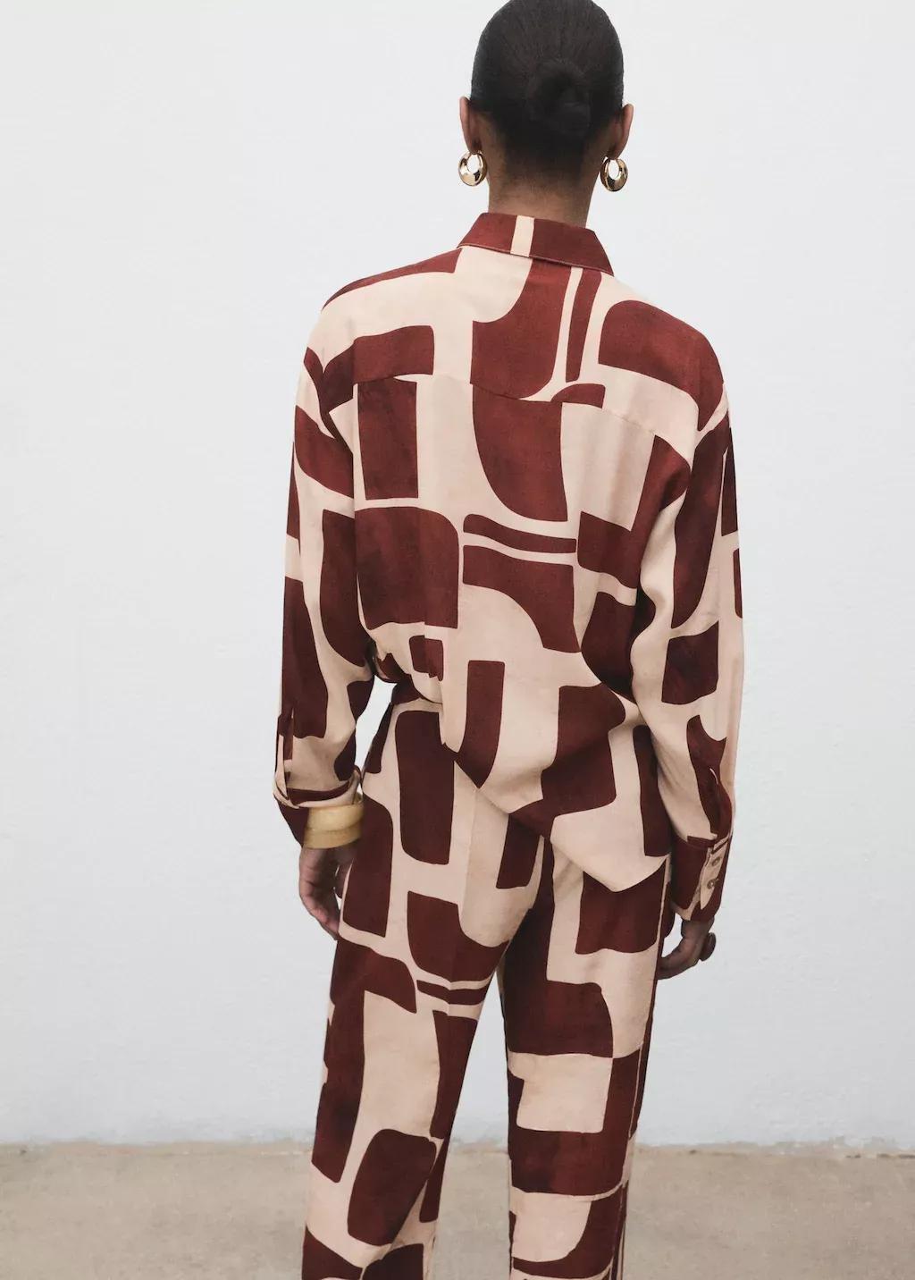 LIGHT BEIGE Geometric print shirt, , large image number 12