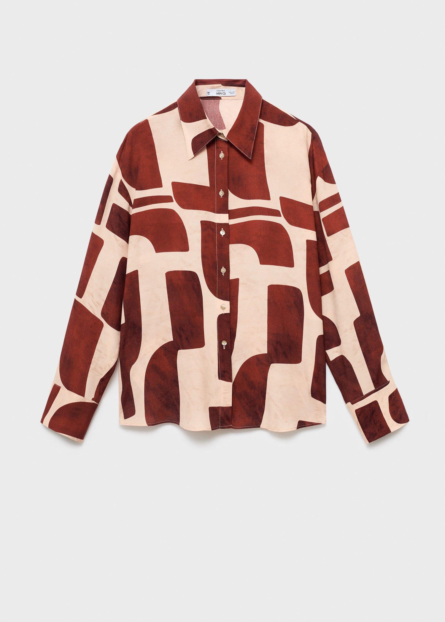 LIGHT BEIGE Geometric print shirt, , large image number 13