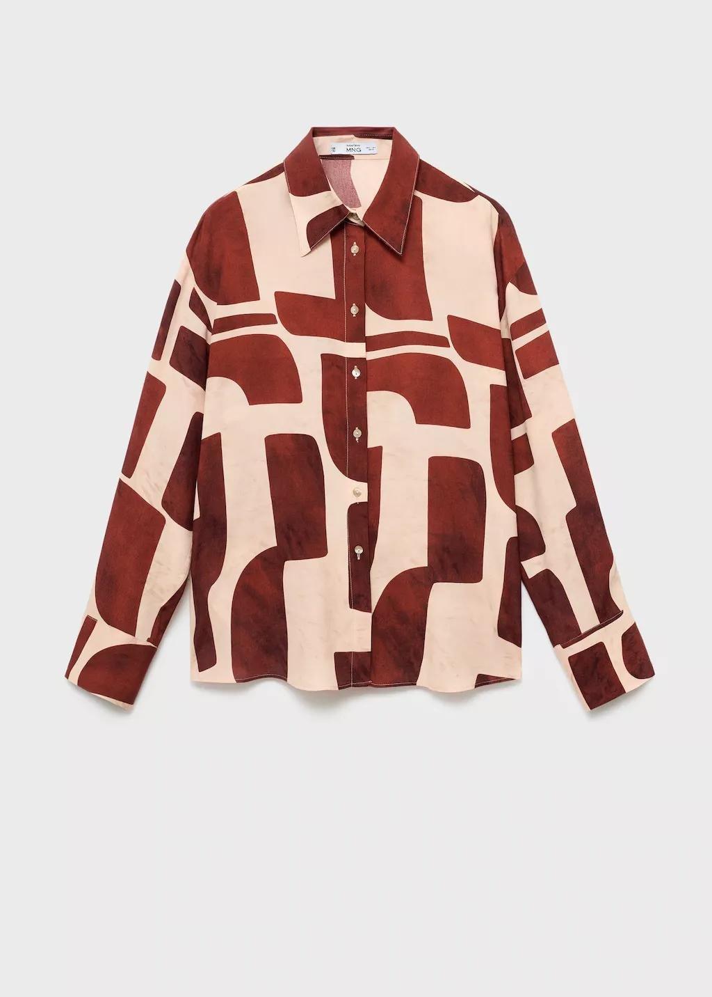 LIGHT BEIGE Geometric print shirt, , large image number 14