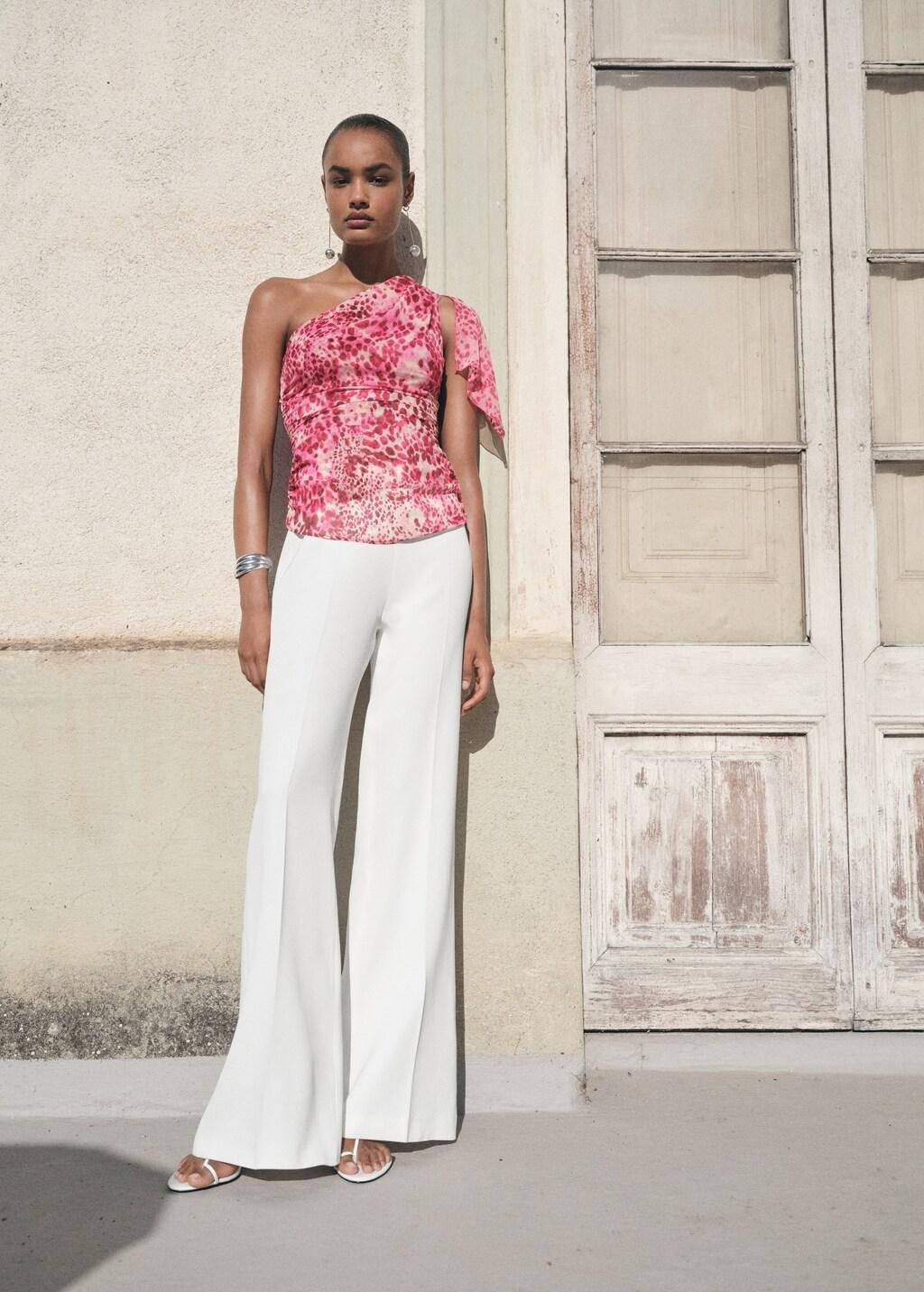 Pink Asymmetric Printed Top, , large image number 1