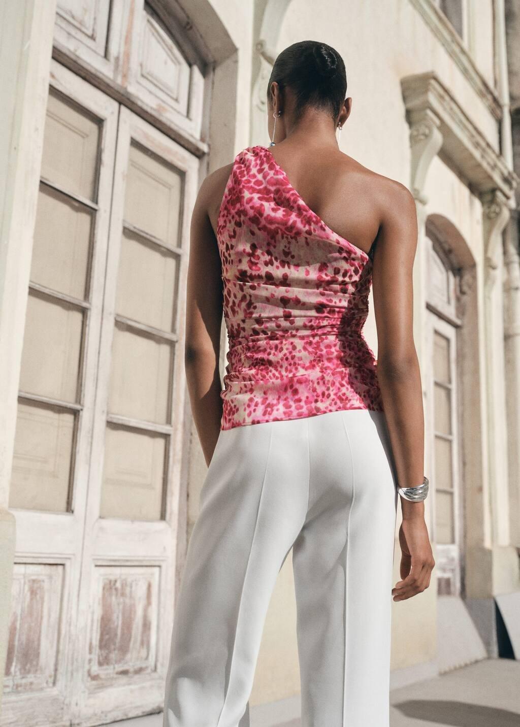 Pink Asymmetric Printed Top, Bright Pink, large image number 9