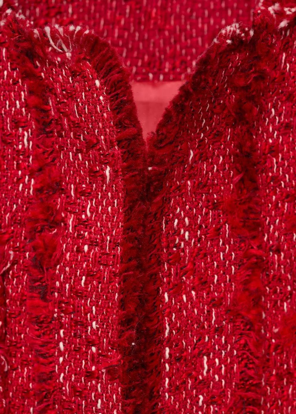 Red Tweed Jacket With Frayed Ends, , large image number 1