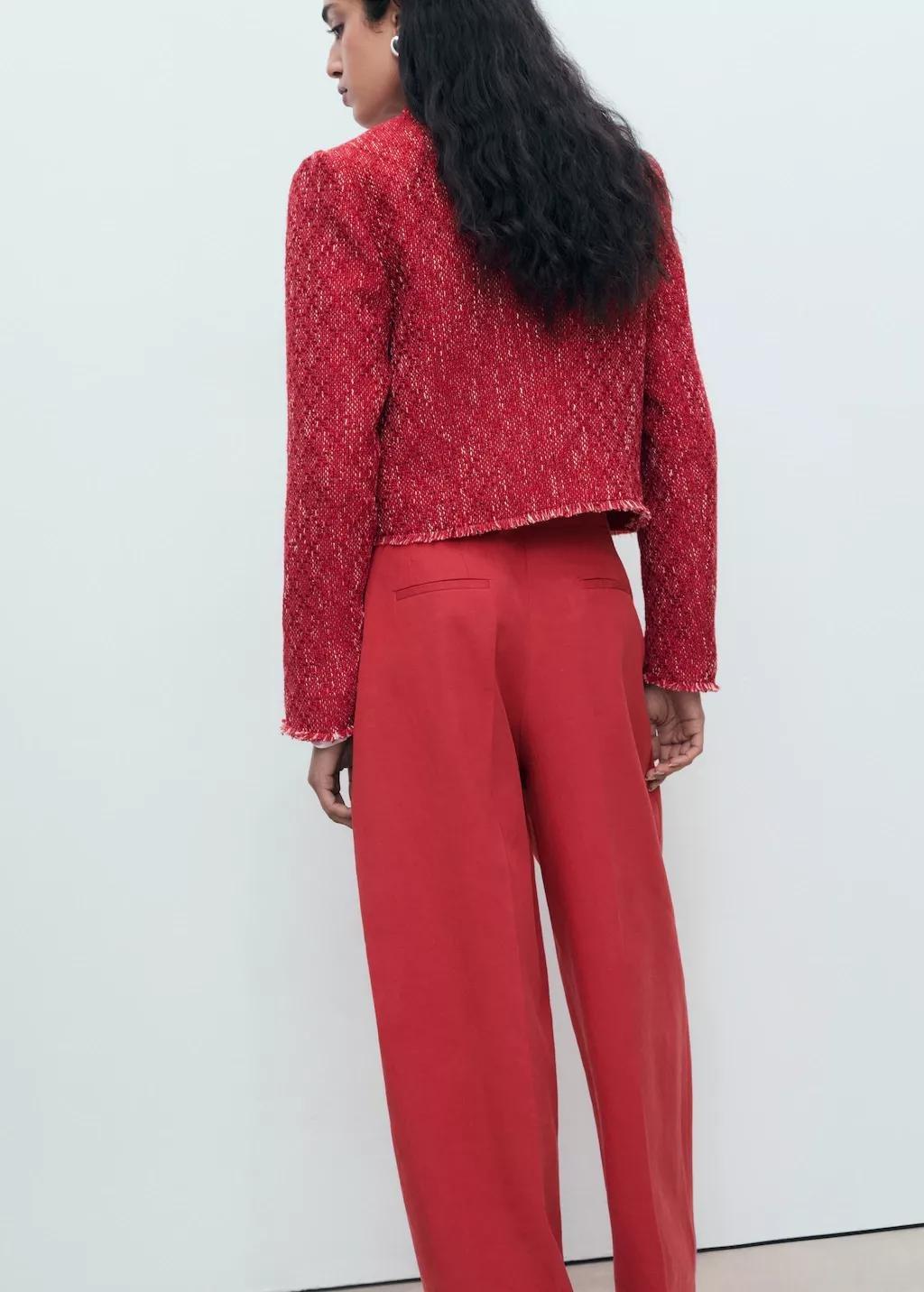 Red Tweed Jacket With Frayed Ends, , large image number 2