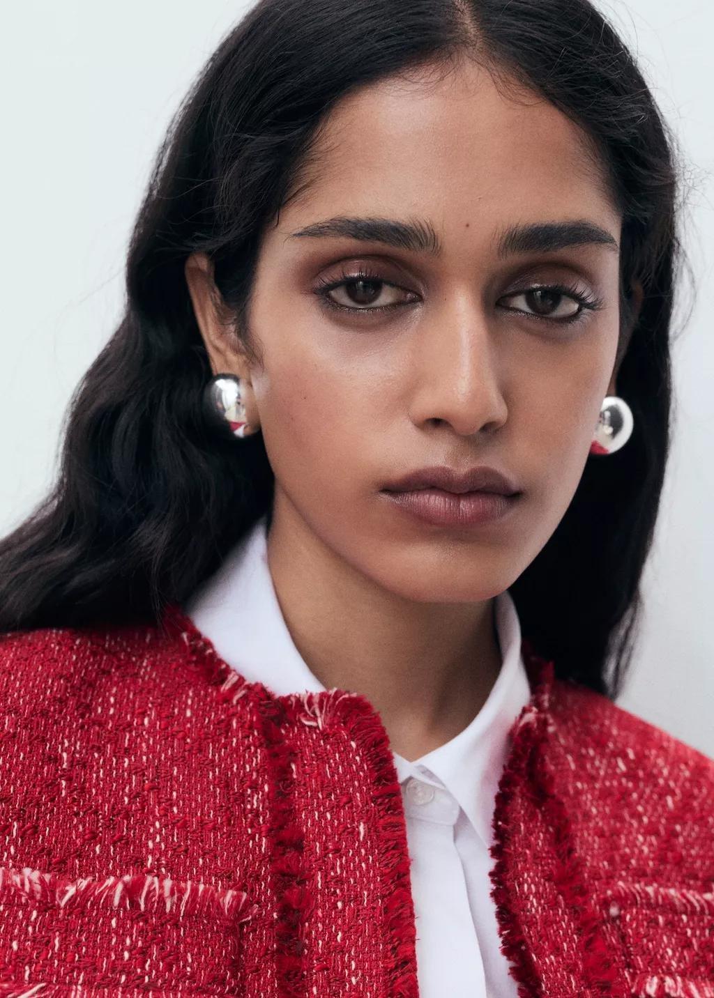 Red Tweed Jacket With Frayed Ends, , large image number 4