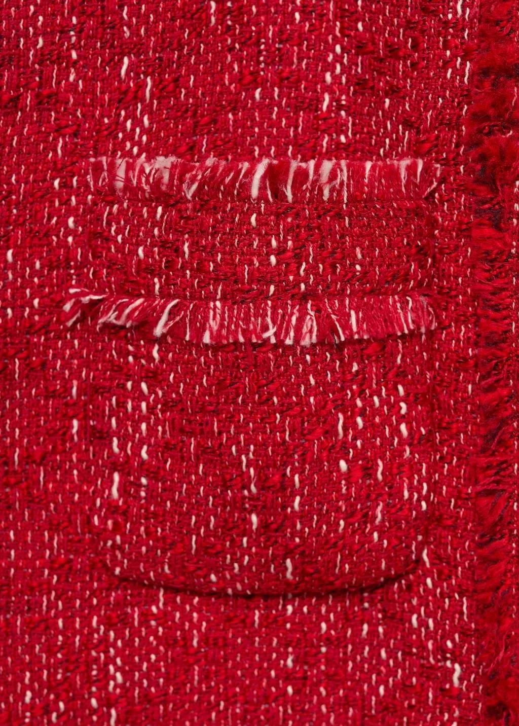 Red Tweed Jacket With Frayed Ends, , large image number 5