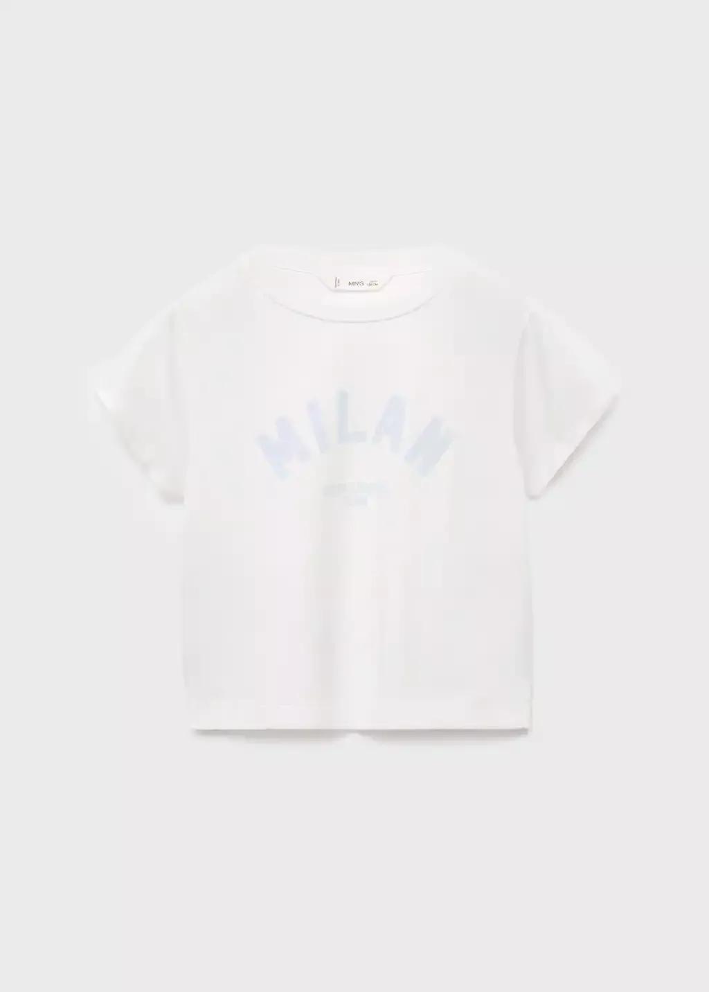 White Short-Sleeved Printed T-Shirt, Kids Girls, , large image number 0