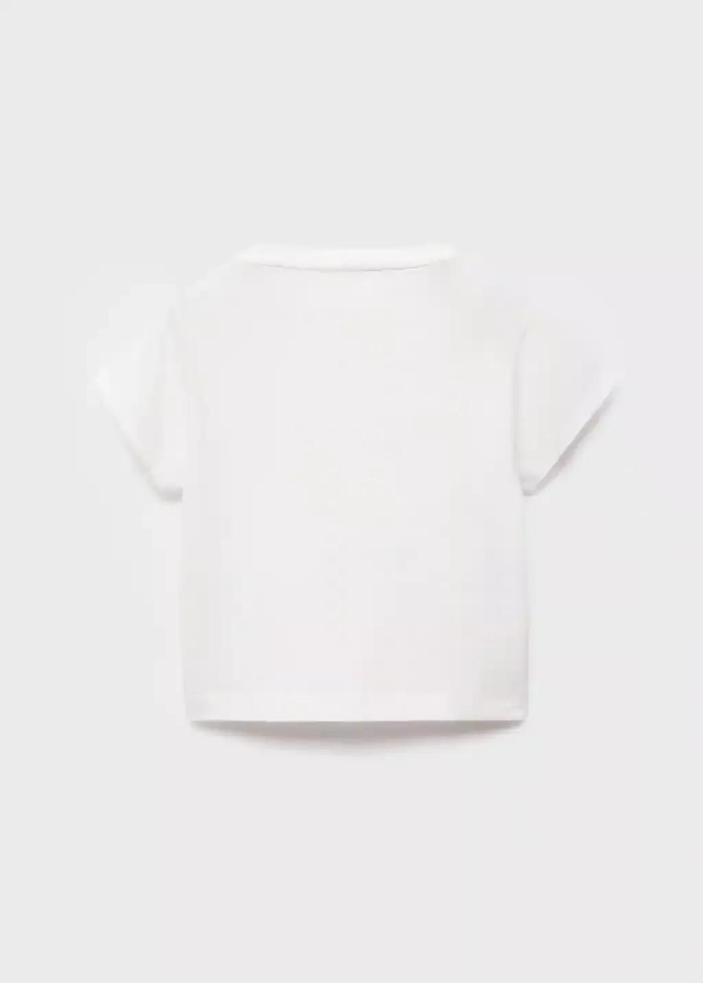 White Short-Sleeved Printed T-Shirt, Kids Girls, , large image number 1