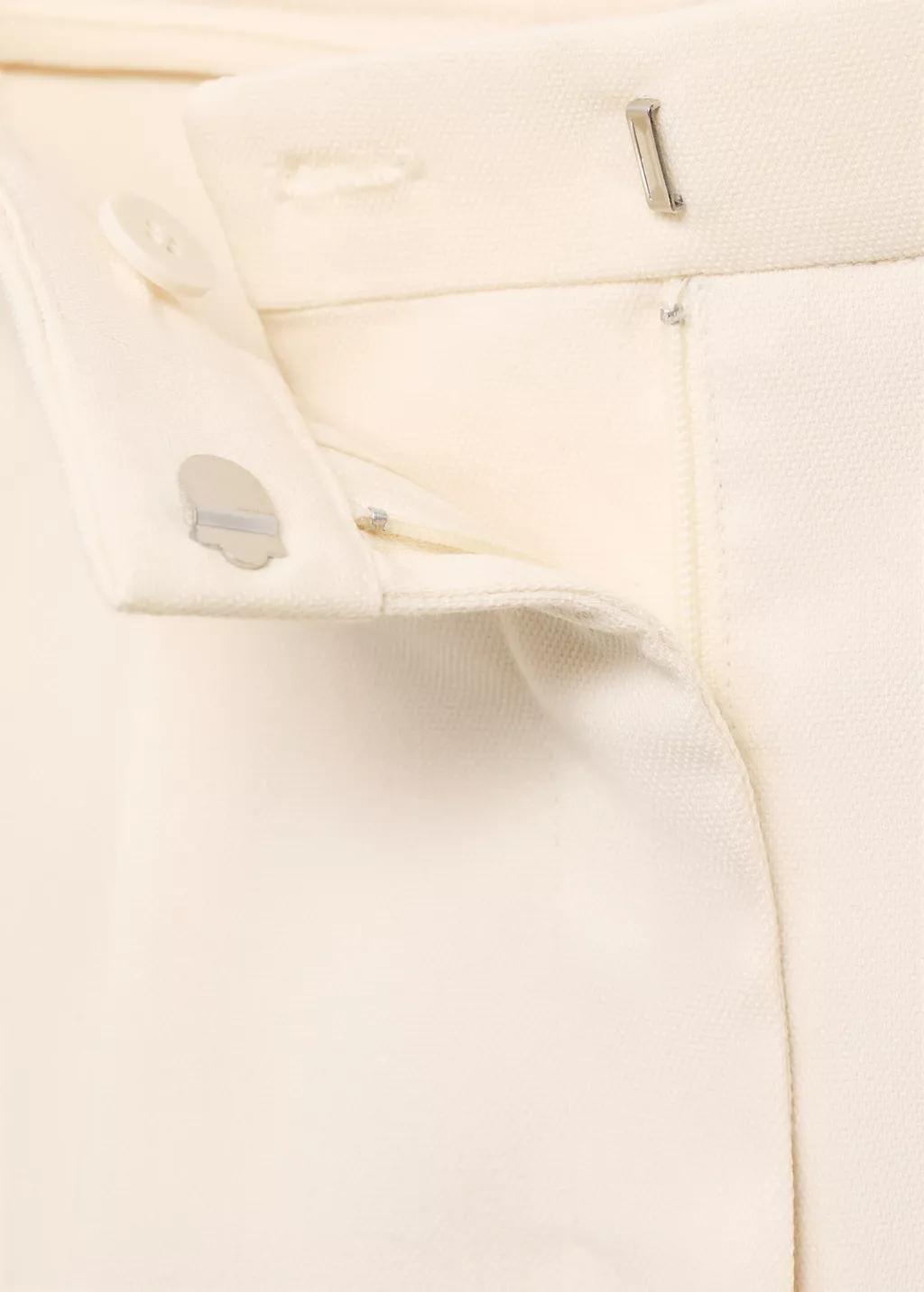 White Straight-Fit Pleated Trousers, , large image number 1