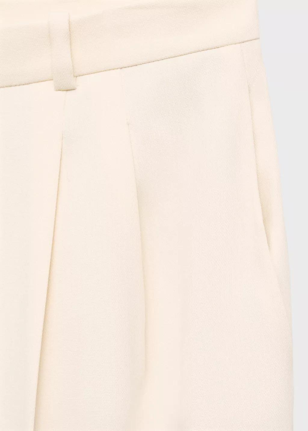 White Straight-Fit Pleated Trousers, , large image number 4