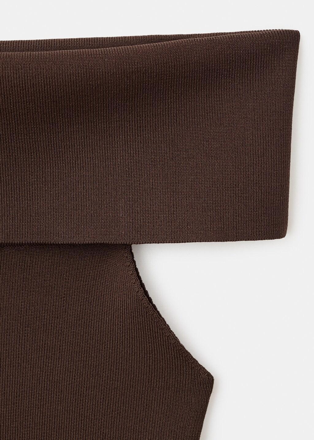 Brown Strapless Knitted Top, Dark Brown, large image number 3