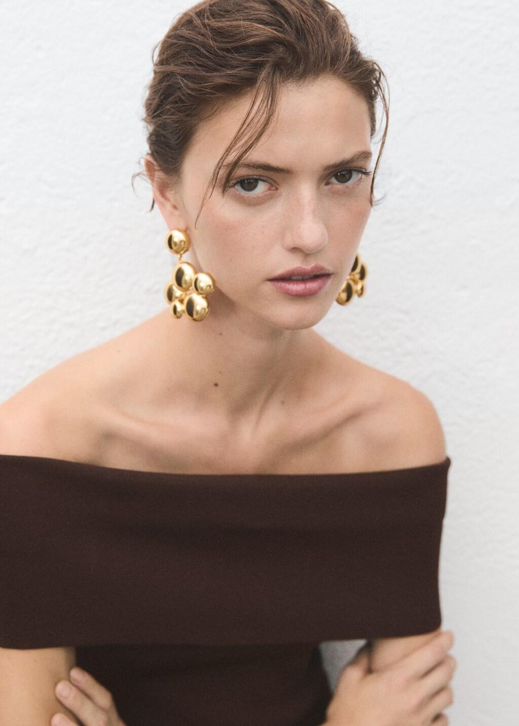 Brown Strapless Knitted Top, Dark Brown, large image number 8