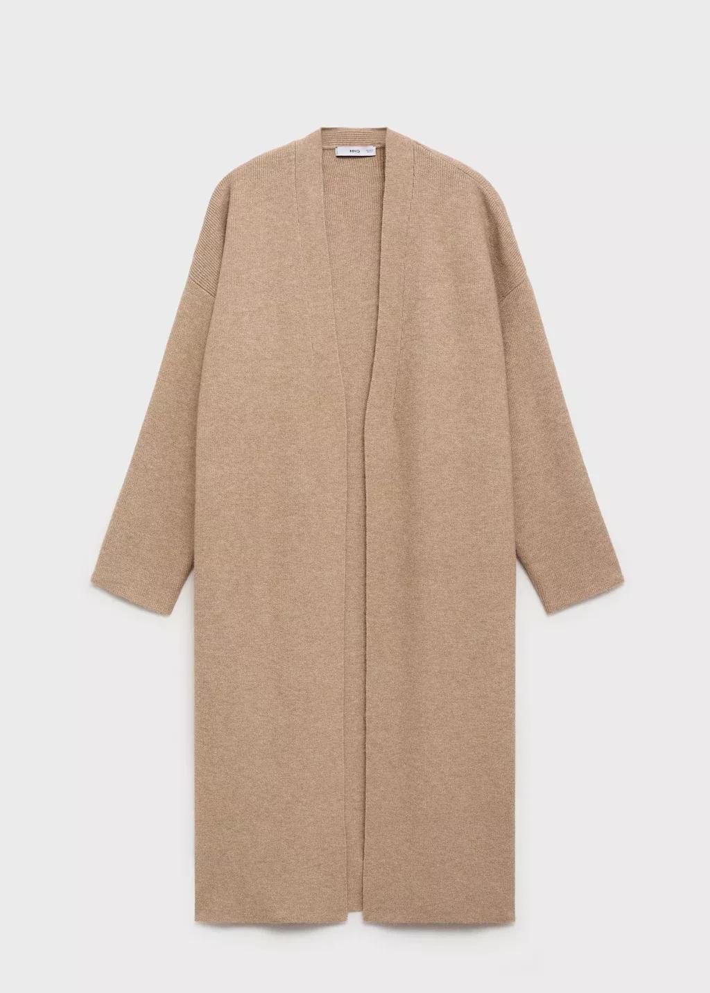 Grey Long Knitted Coat, , large image number 3