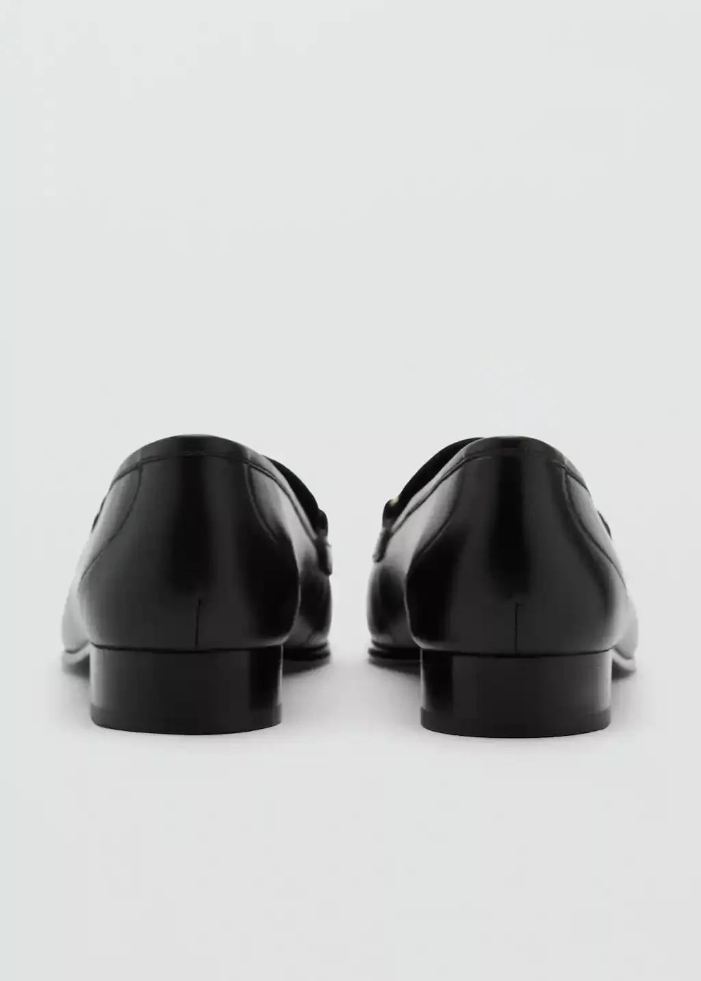 Black Leather Buckle Loafers, Black, medium