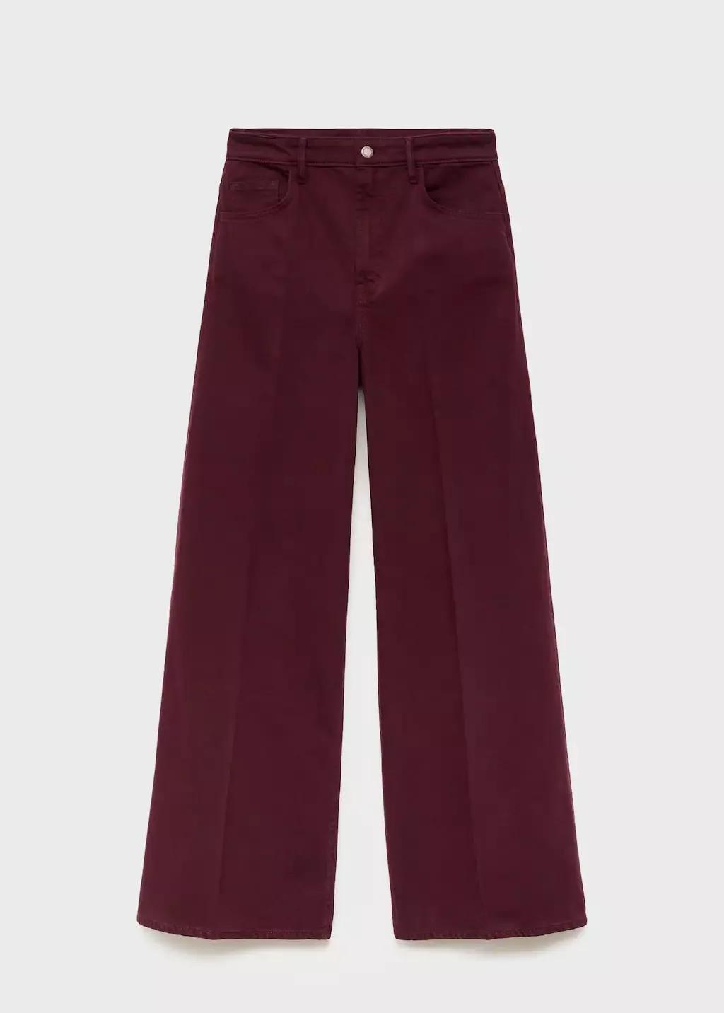 Red High-Waisted Wide-Leg Jeans, Dark Red, large image number 3