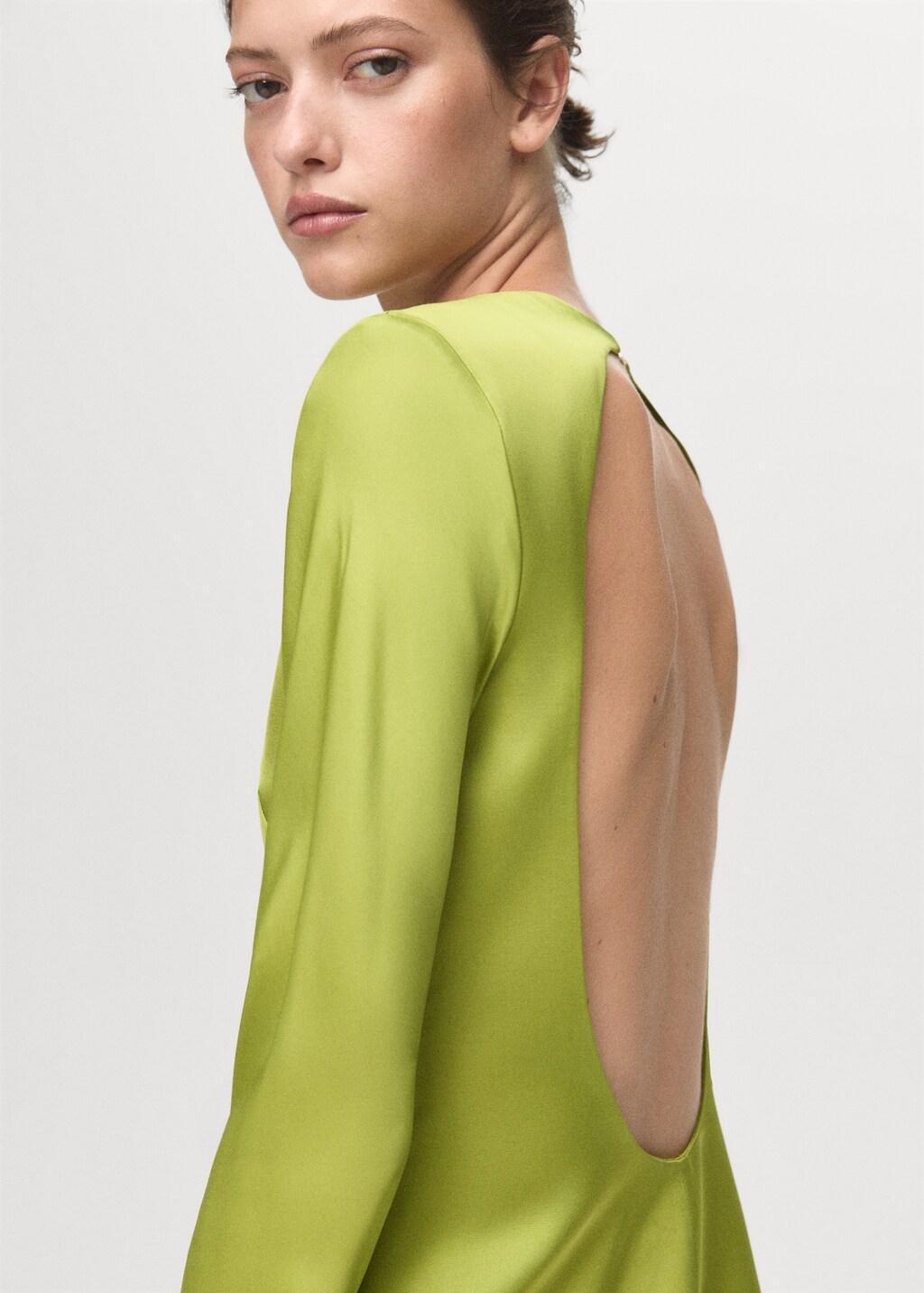 GREEN Open-back satin-effect dress, Green, large image number 9