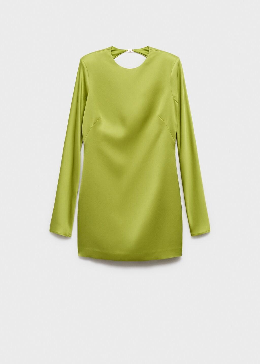 GREEN Open-back satin-effect dress, Green, large image number 11