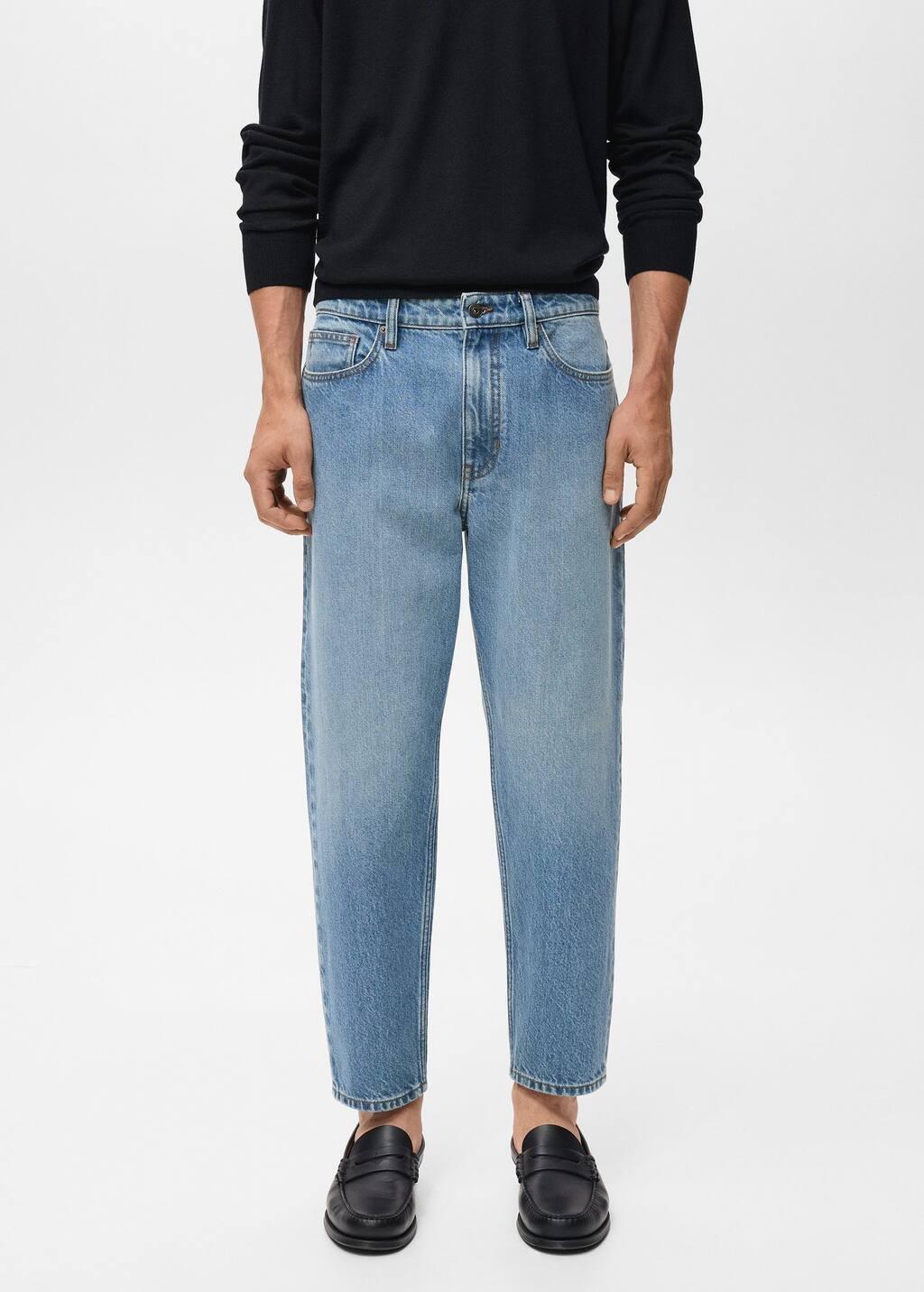 Blue Sammy Cropped Carrot-Fit Jeans, Open Blue, large image number 1