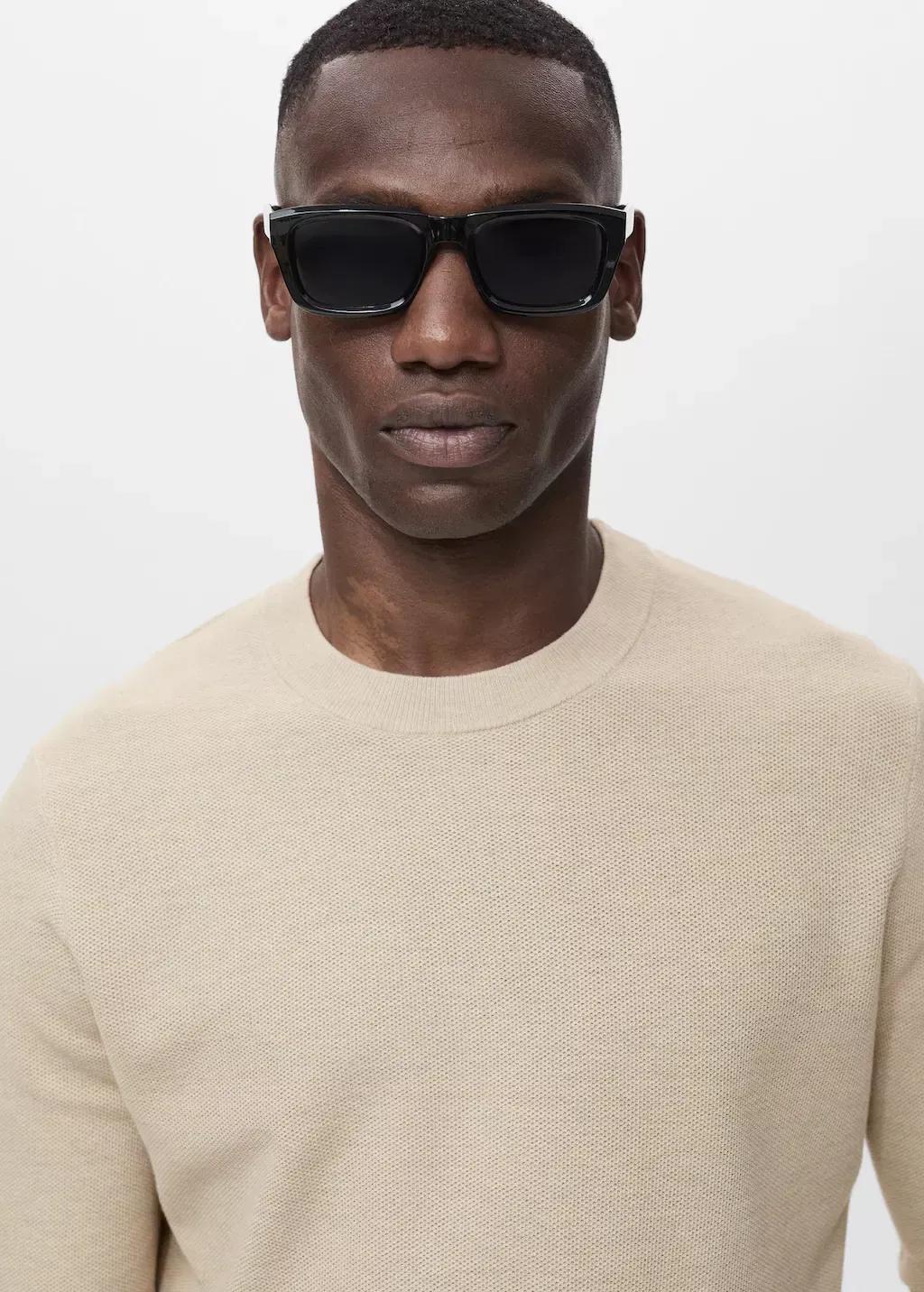 LIGHT BEIGE Microstructured cotton knitted sweater, Light Beige, medium