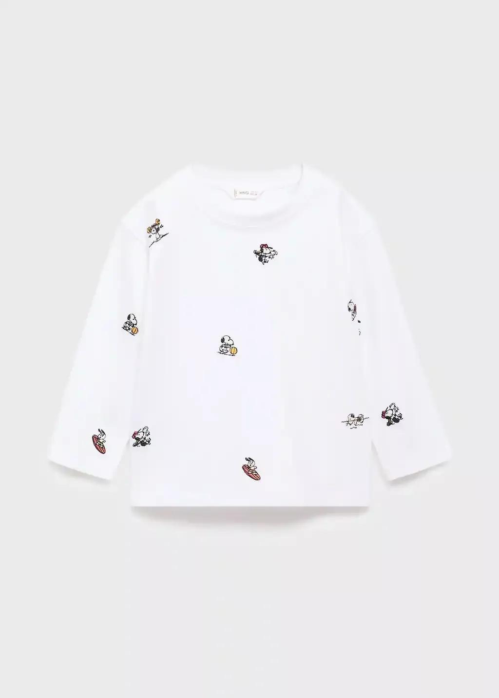 White Snoopy Embroidered T-Shirt, Baby Boy, , medium