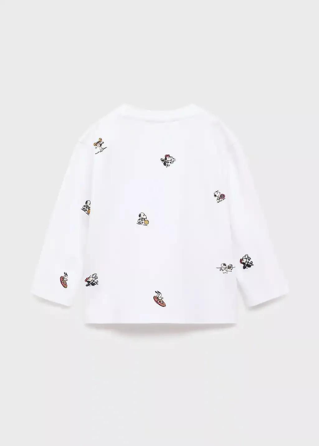 White Snoopy Embroidered T-Shirt, Baby Boy, , large image number 1