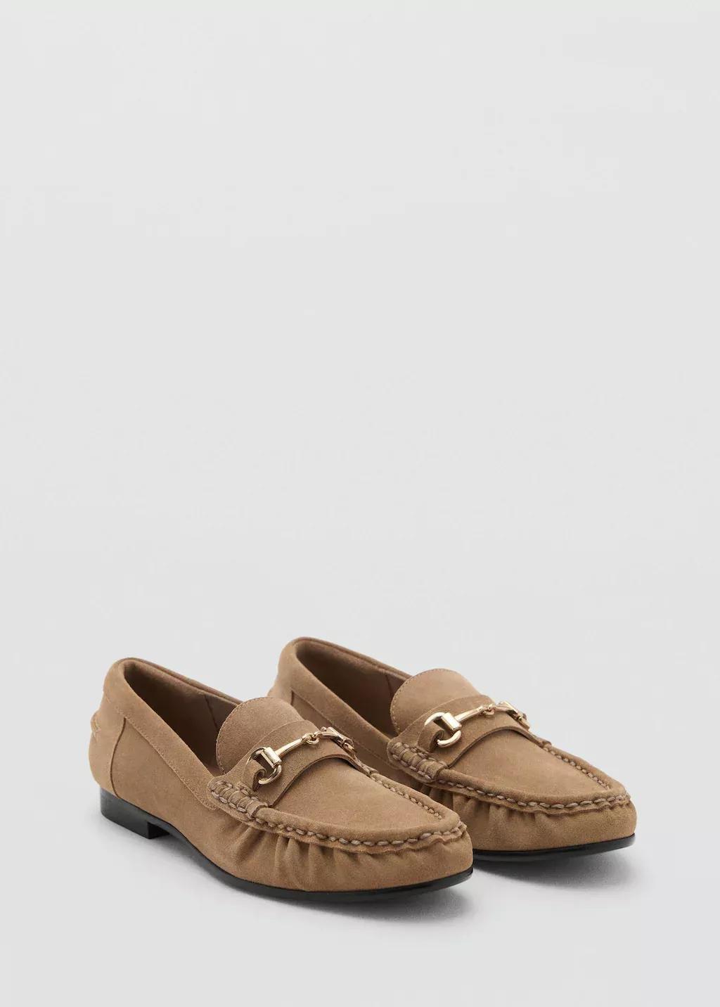Brown Suede Moccasins With Buckle, , medium