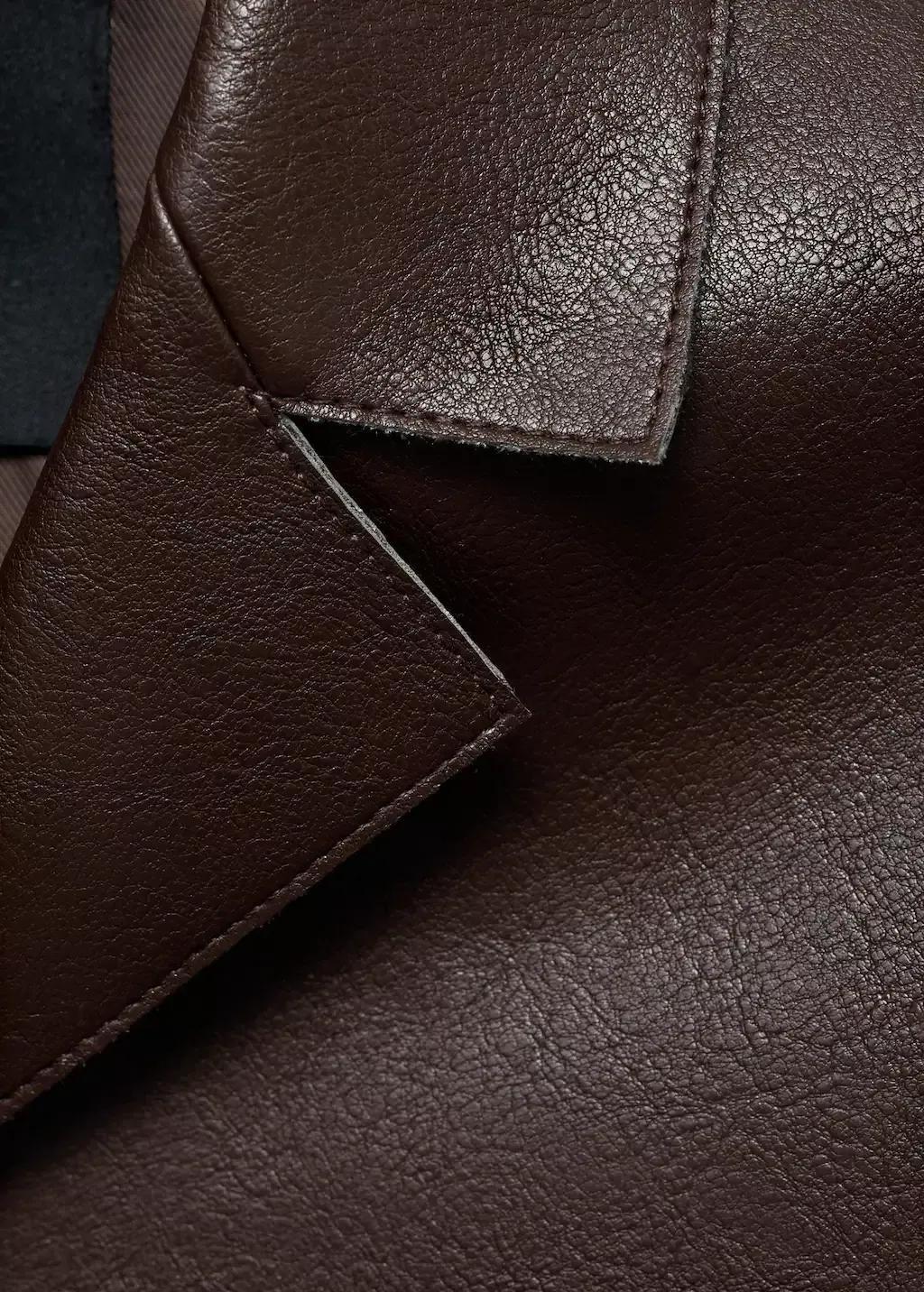 Brown Leather-Effect Jacket With Pockets, Dark Brown, large image number 2