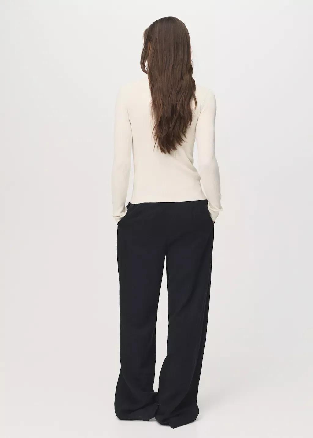 Beige Fine Rib Knit Cardigan, Light Beige, large image number 4