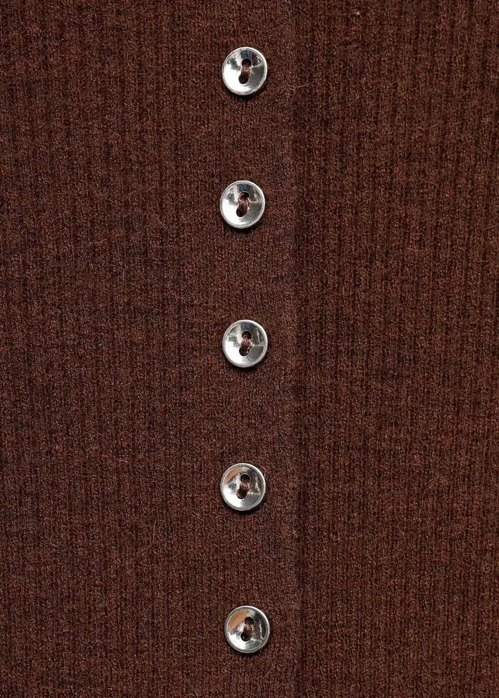 Brown Fine Rib Knit Cardigan, Dark Brown, large image number 4