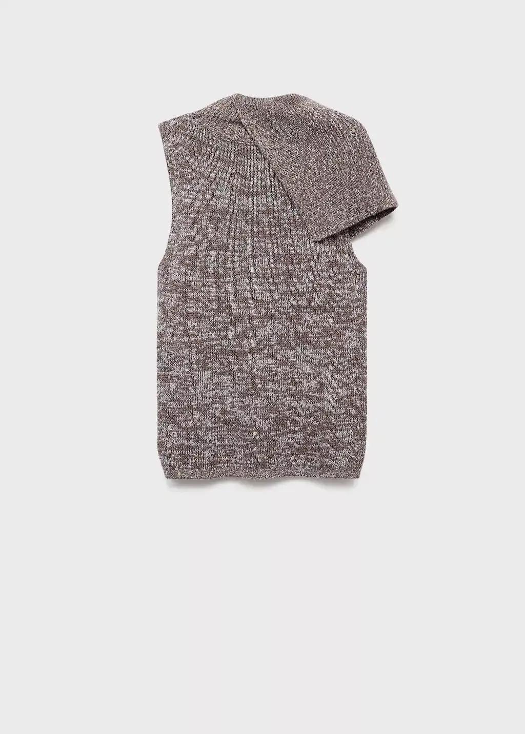 Grey Waistcoat With Mottled Wrap Collar, Light Pastel Grey, large image number 0