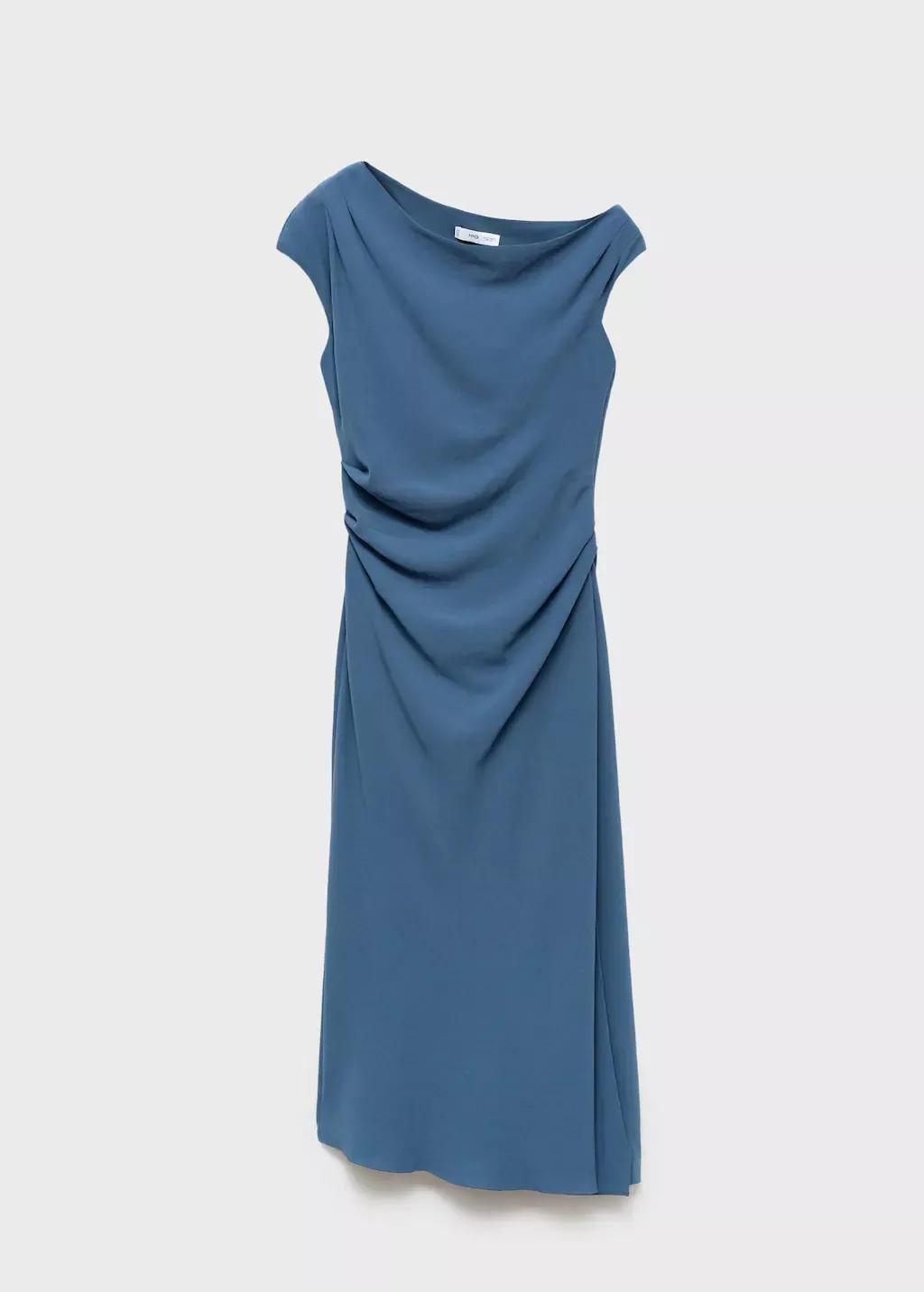 Blue Asymmetrical Midi-Dress, Medium Blue, medium