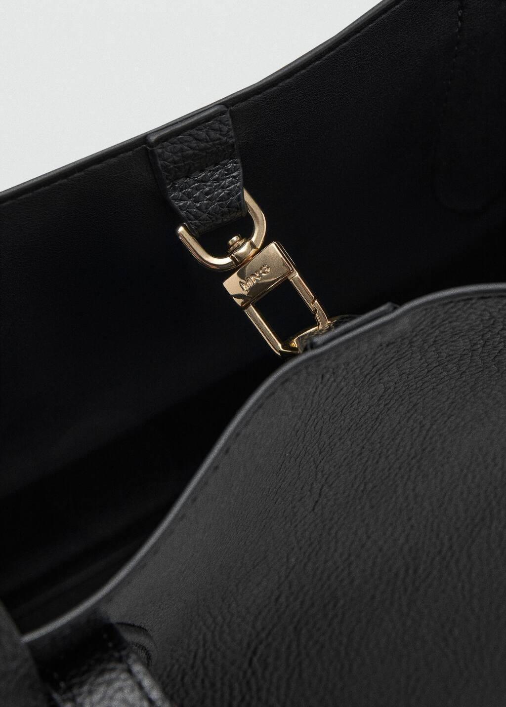 Black Small Bag With Pebbled Leather Effect, Black, large image number 4
