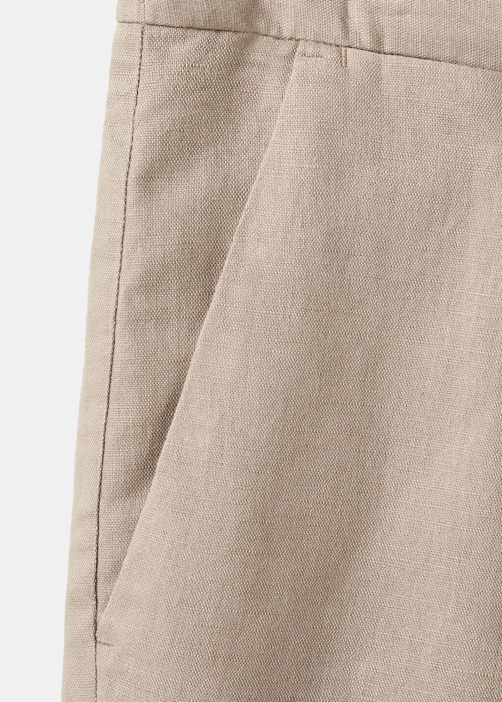 Beige Linen-Cotton Blend Bermuda Short, Light Beige, medium