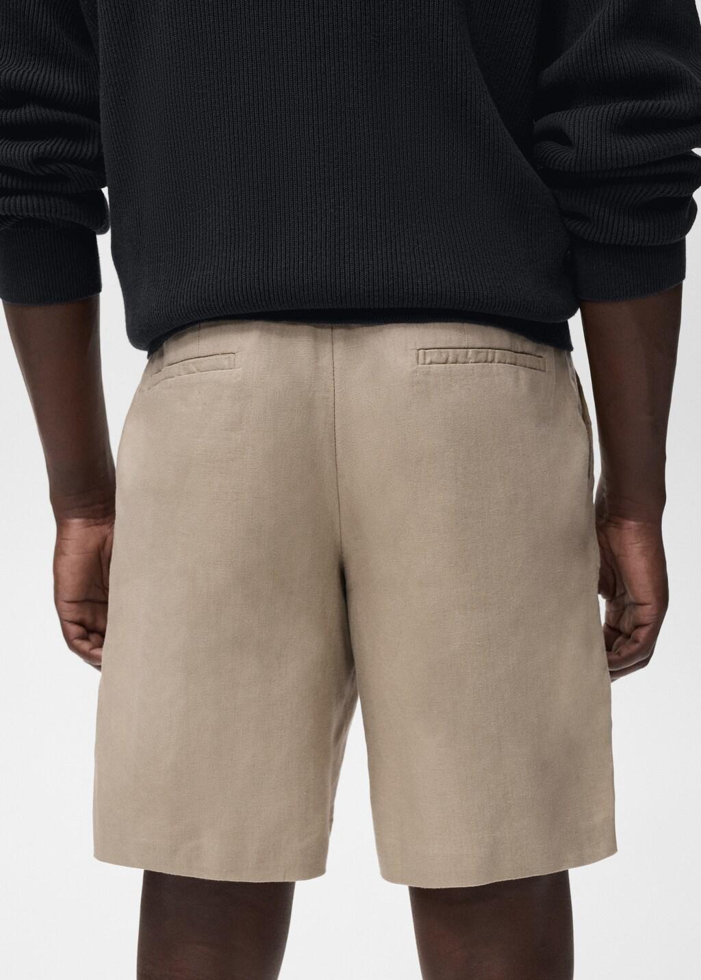 Beige Linen-Cotton Blend Bermuda Short, Light Beige, large image number 6