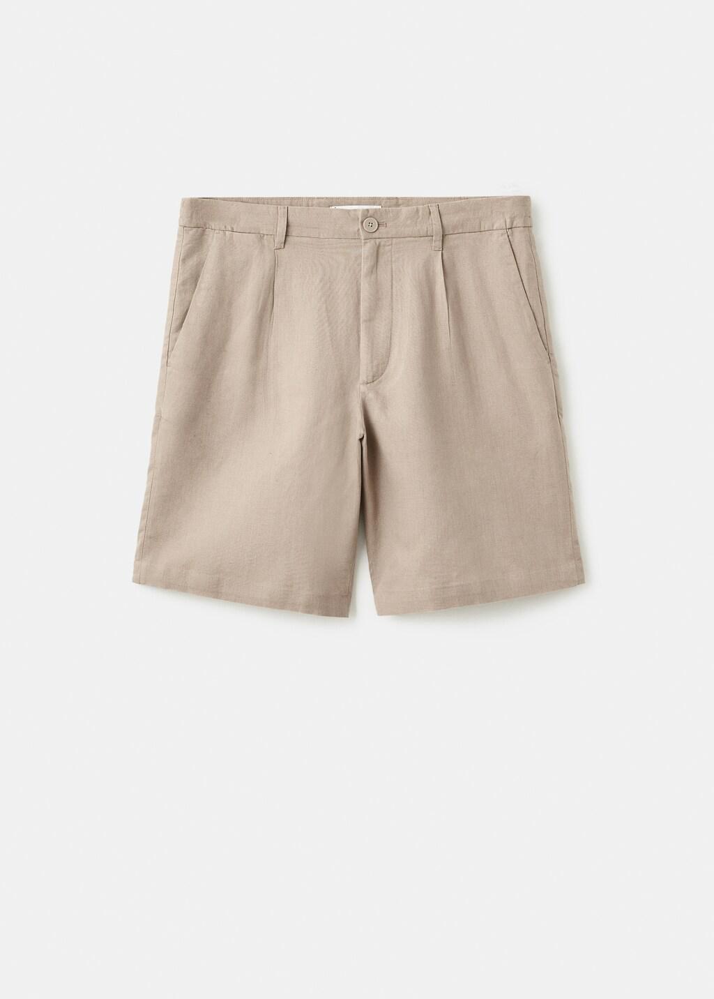 Beige Linen-Cotton Blend Bermuda Short, Light Beige, large image number 8