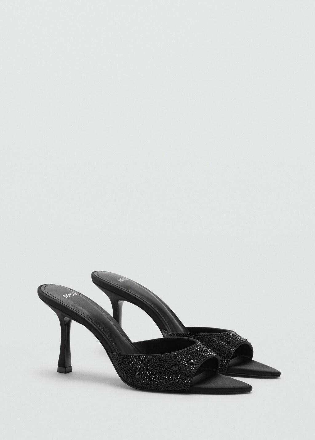 BLACK Glitter high-heeled sandals, 0201_99, medium
