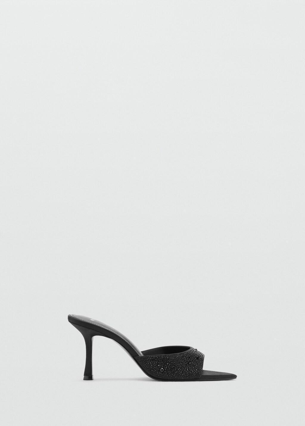 BLACK Glitter high-heeled sandals, 0201_99, medium