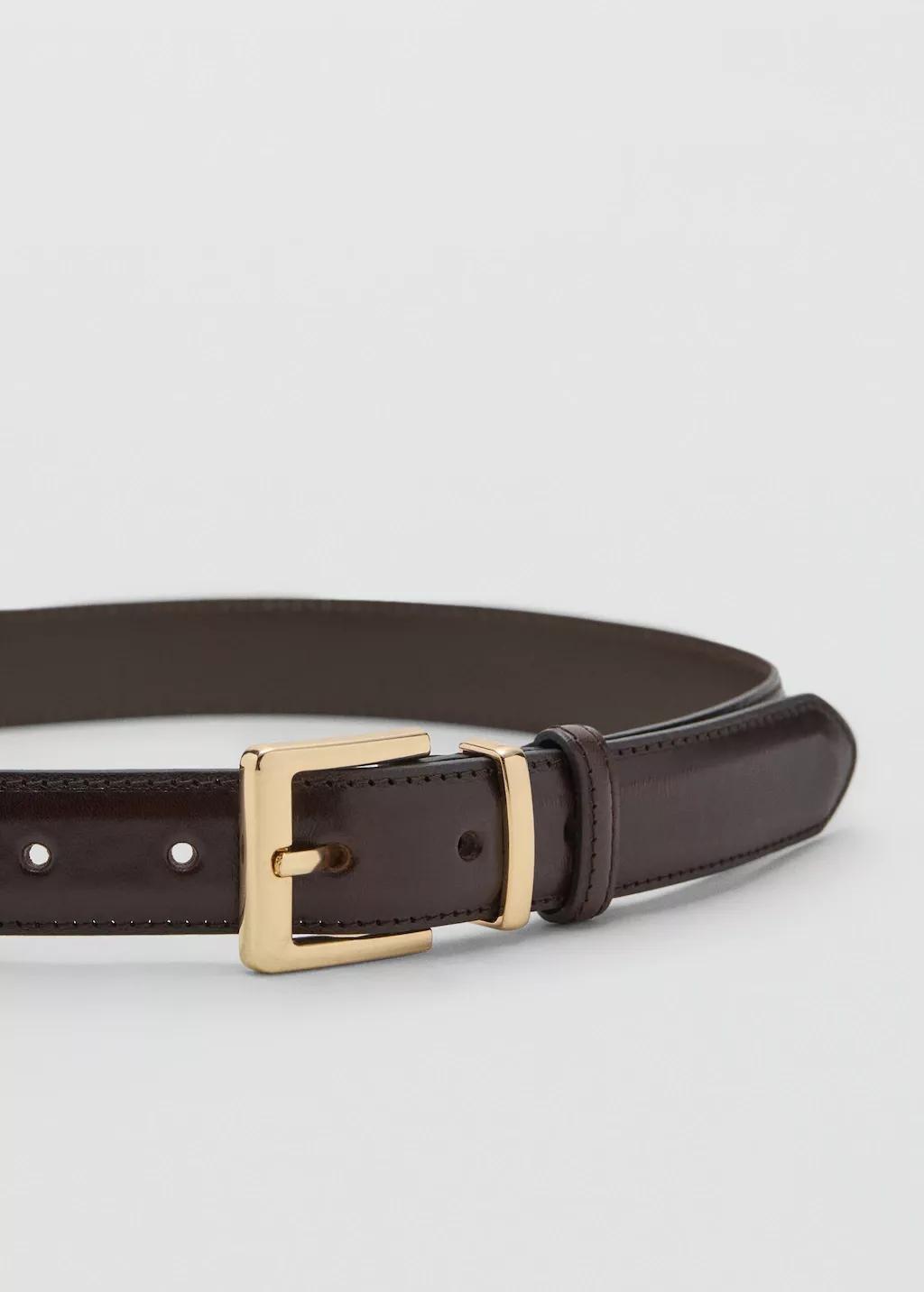 Brown Square Buckle Belt, Dark Brown, large image number 3